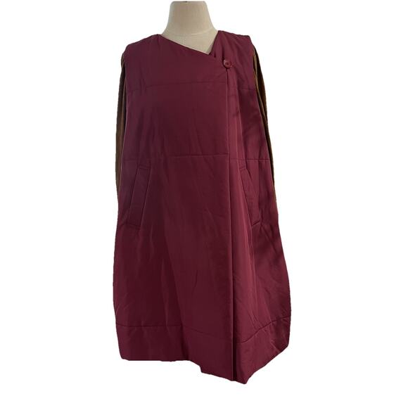 Issey Miyake PLEATS PLEASE Quilted Puffer Longline Vest Wine Size 3 Japan Winter - Picture 1 of 11